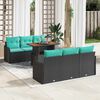 vidaXL Garden Sofa Set with Storage 7 pcs Black Poly rattan