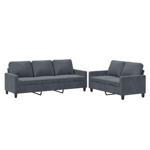 vidaXL 2 Piece Sofa Set with Cushions Dark Grey Velvet