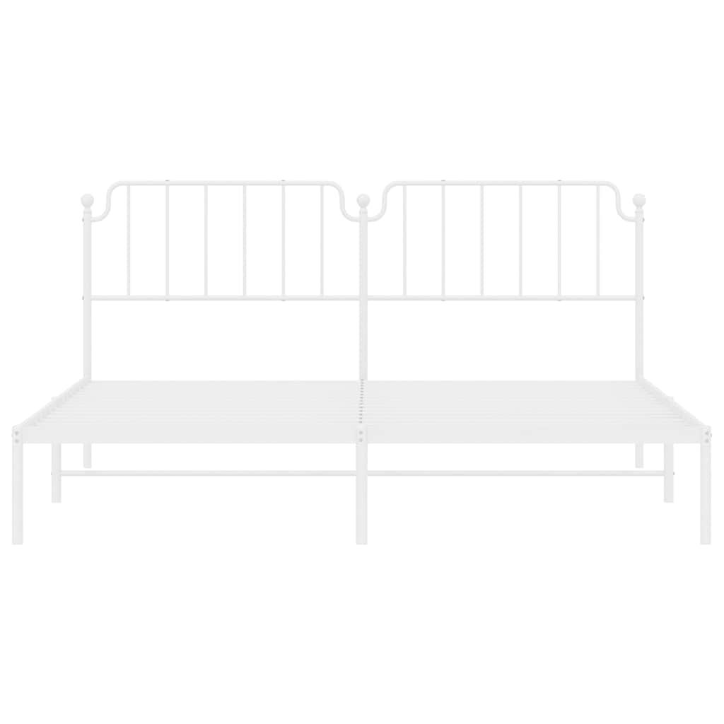 vidaXL Metal Bed Frame without Mattress with Headboard White 193x203cm