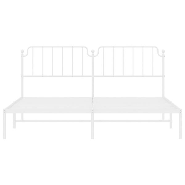 vidaXL Metal Bed Frame without Mattress with Headboard White 193x203cm