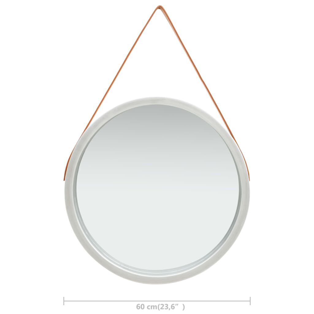 vidaXL Wall Mirror with Strap 60 cm Silver