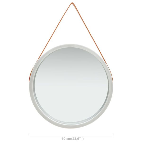 vidaXL Wall Mirror with Strap 60 cm Silver