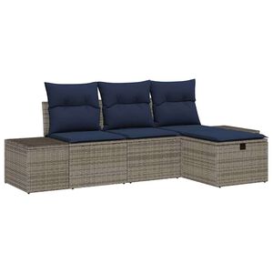 vidaXL Garden Sofa Set with Cushion with Storage 4 pcs Poly Rattan