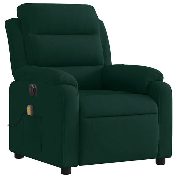 vidaXL Electric Massage Recliner Chair Dark Green Velvet