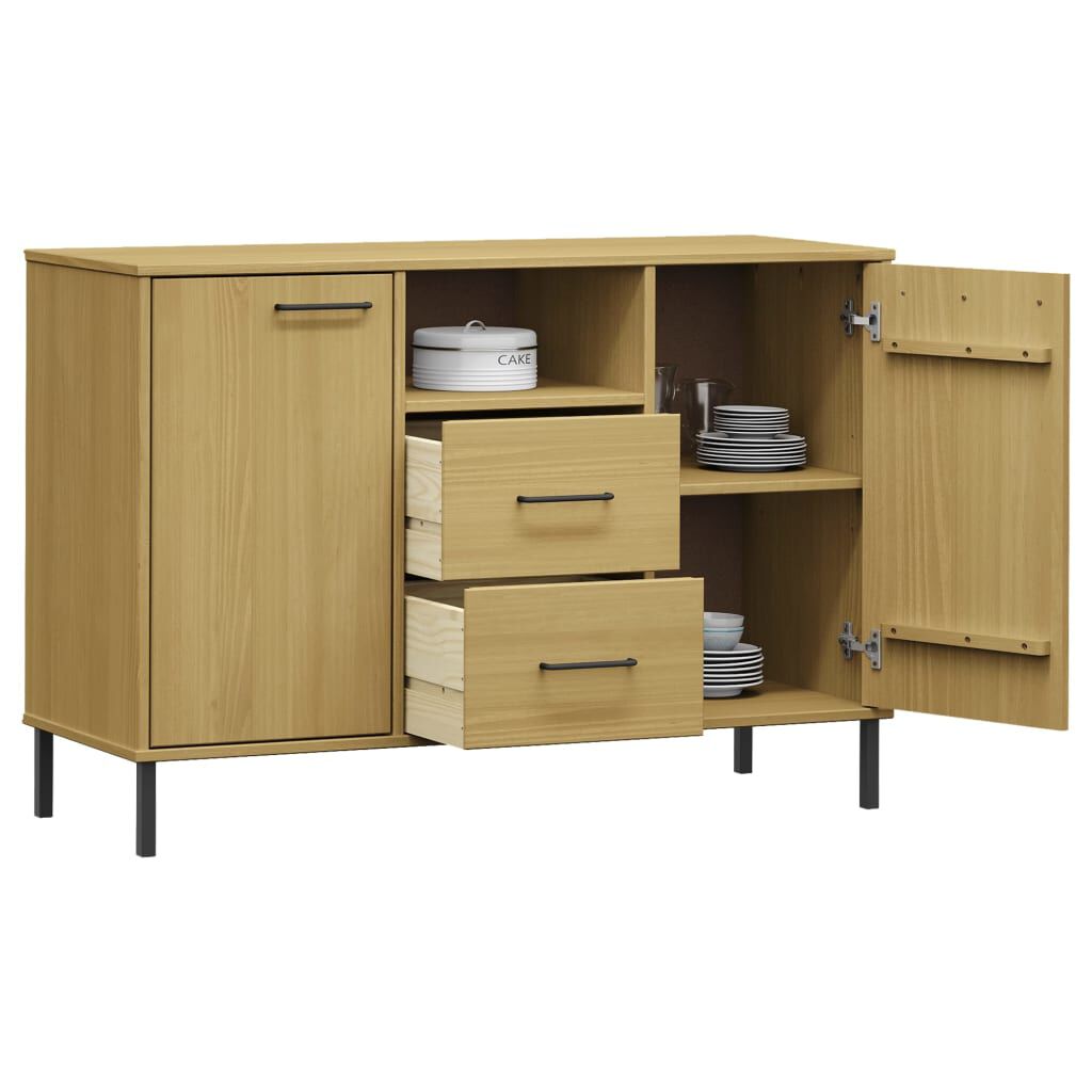 vidaXL Sideboard with Metal Legs Brown 113x40x77 cm Solid Wood OSLO