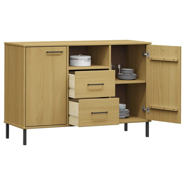 vidaXL Sideboard with Metal Legs Brown 113x40x77 cm Solid Wood OSLO