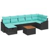 vidaXL Garden Sofa Set with Cushion 8 pcs Black Poly rattan