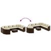 vidaXL 10 Piece Garden Sofa Set with Cushions Brown Poly Rattan
