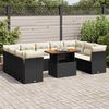 vidaXL 10 Piece Garden Sofa Set with Cushions Black Poly Rattan