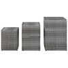 vidaXL Side Tables 3 pcs with Glass Top Grey Poly Rattan