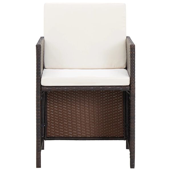 vidaXL 5 Piece Outdoor Dining Set with Cushions Poly Rattan Brown