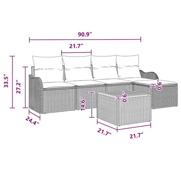 vidaXL Garden Sofa Set 6 pcs Black and turquoise