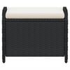 vidaXL Garden Stool with Cushion Black 58x46x46 cm Poly Rattan