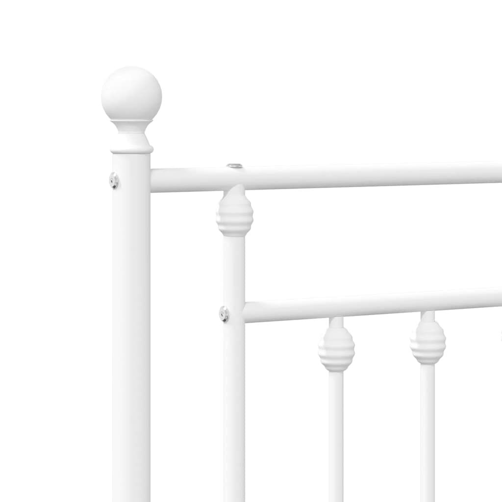 vidaXL Metal Bed Frame without Mattress with Footboard White 150x200cm