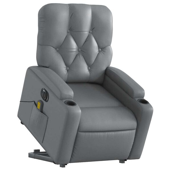 vidaXL Electric Stand up Massage Recliner Chair Grey Faux Leather