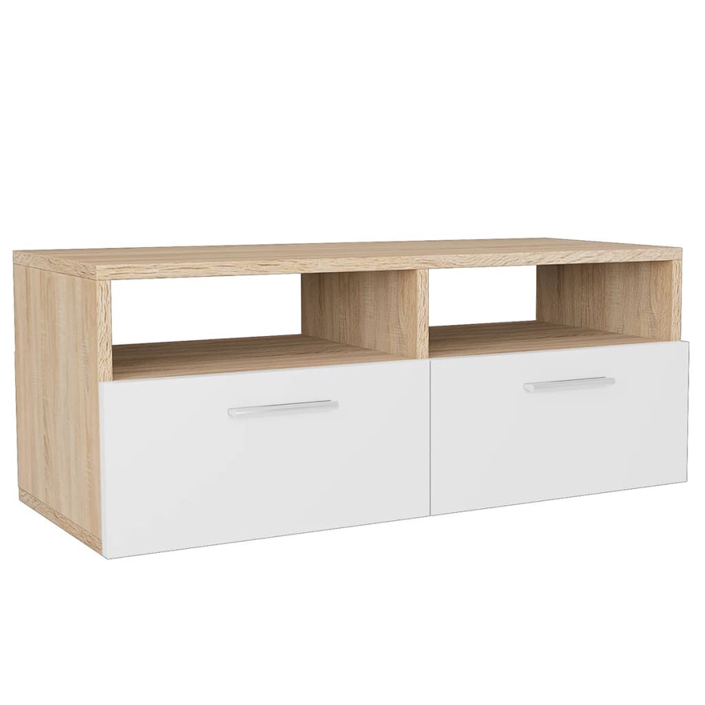 vidaXL TV Cabinets 2 pcs Engineered Wood 95x35x36 cm Oak and White