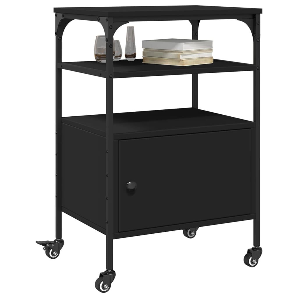 vidaXL Printer Stand 3-Tier Black 50x40x76 cm Engineered Wood