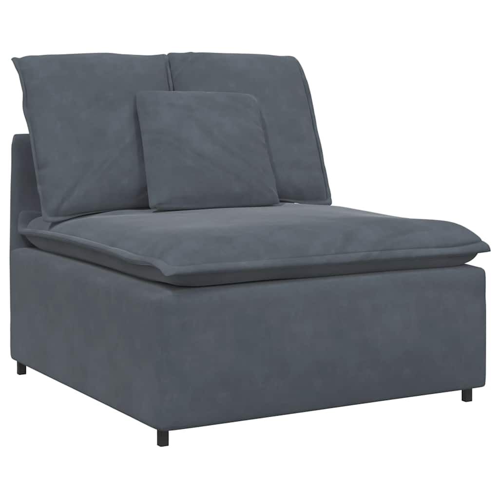 vidaXL Modular Sofa with Footstool&Cushions Velvet Dark Grey