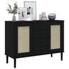 vidaXL Sideboard SENJA Rattan Look Black 112x40x80 cm Solid Wood Pine