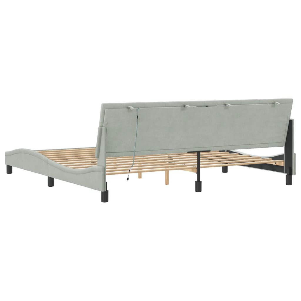 vidaXL Bed Frame with LED without Mattress Light Grey 193x203 cm Velvet
