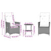 vidaXL 3 Piece Bistro Set with Cushions Grey Poly Rattan