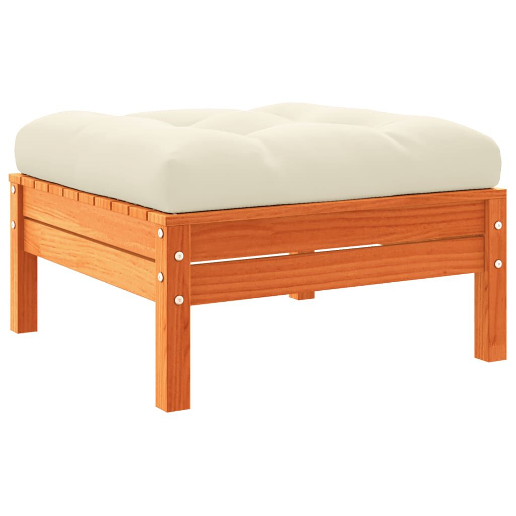 vidaXL 9 Piece Garden Sofa Set with Cushions Wax Brown Solid Wood Pine