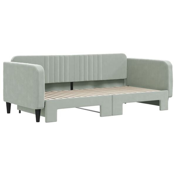 vidaXL Daybed with Trundle without Mattress Light Grey 100x190 cm Velvet
