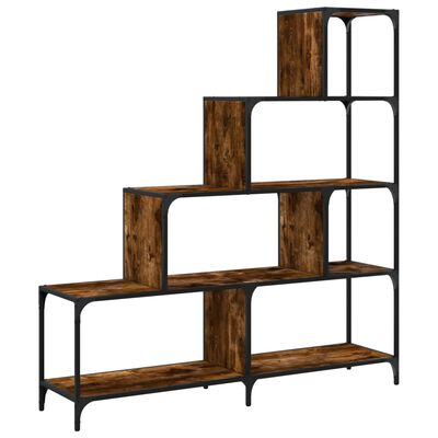 vidaXL Bookcase 4-Stair Smoked Oak 139x33.5x149 cm Engineered Wood