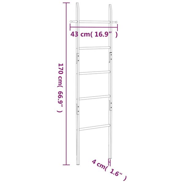 vidaXL Towel Ladder 170 cm Solid Wood Walnut