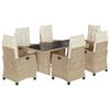 vidaXL 7 Piece Garden Dining Set with Cushions Beige Poly Rattan