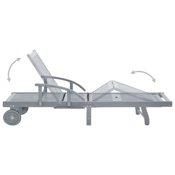 vidaXL Garden Sun Lounger Grey Solid Acacia Wood