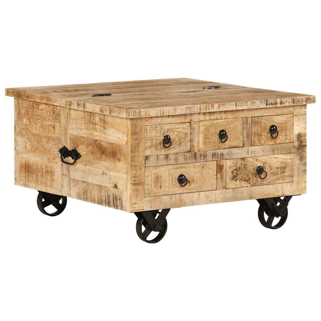 vidaXL Coffee Table Rough Mango Wood 70x70x40 cm