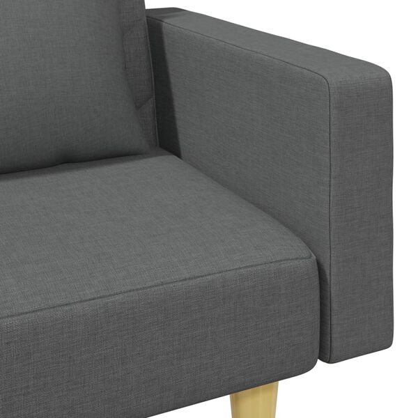 vidaXL 2-Seater Sofa Bed with Pillows and Footstool Dark Grey Fabric