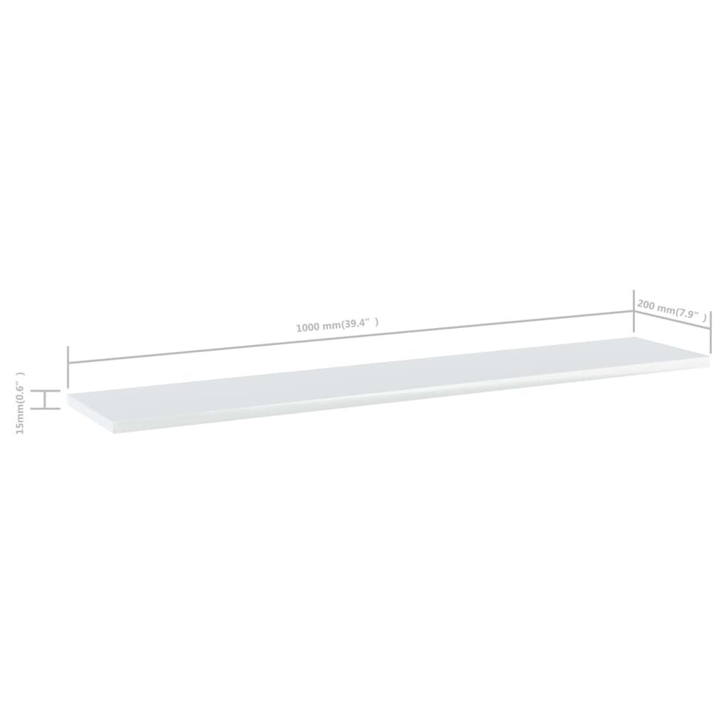 vidaXL Bookshelf Boards 8 pcs High Gloss White 100x20x1.5 cm Engineered Wood