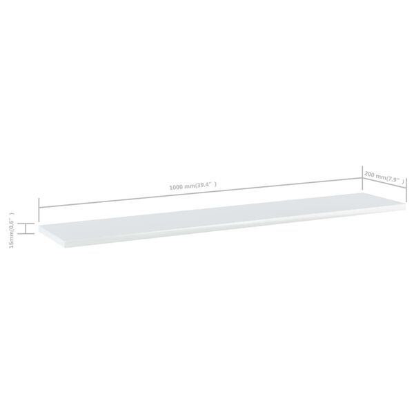 vidaXL Bookshelf Boards 8 pcs High Gloss White 100x20x1.5 cm Engineered Wood