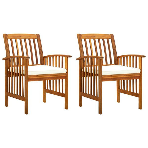 vidaXL Garden Dining Chairs 2 pcs with Cushions Solid Acacia Wood
