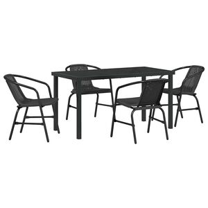 vidaXL Garden Dining Set 5 pcs Black Powder-Coated Steel