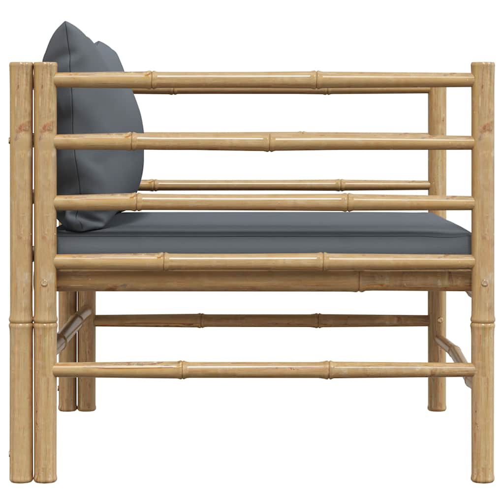 vidaXL Garden Sofa with Dark Grey Cushions Bamboo