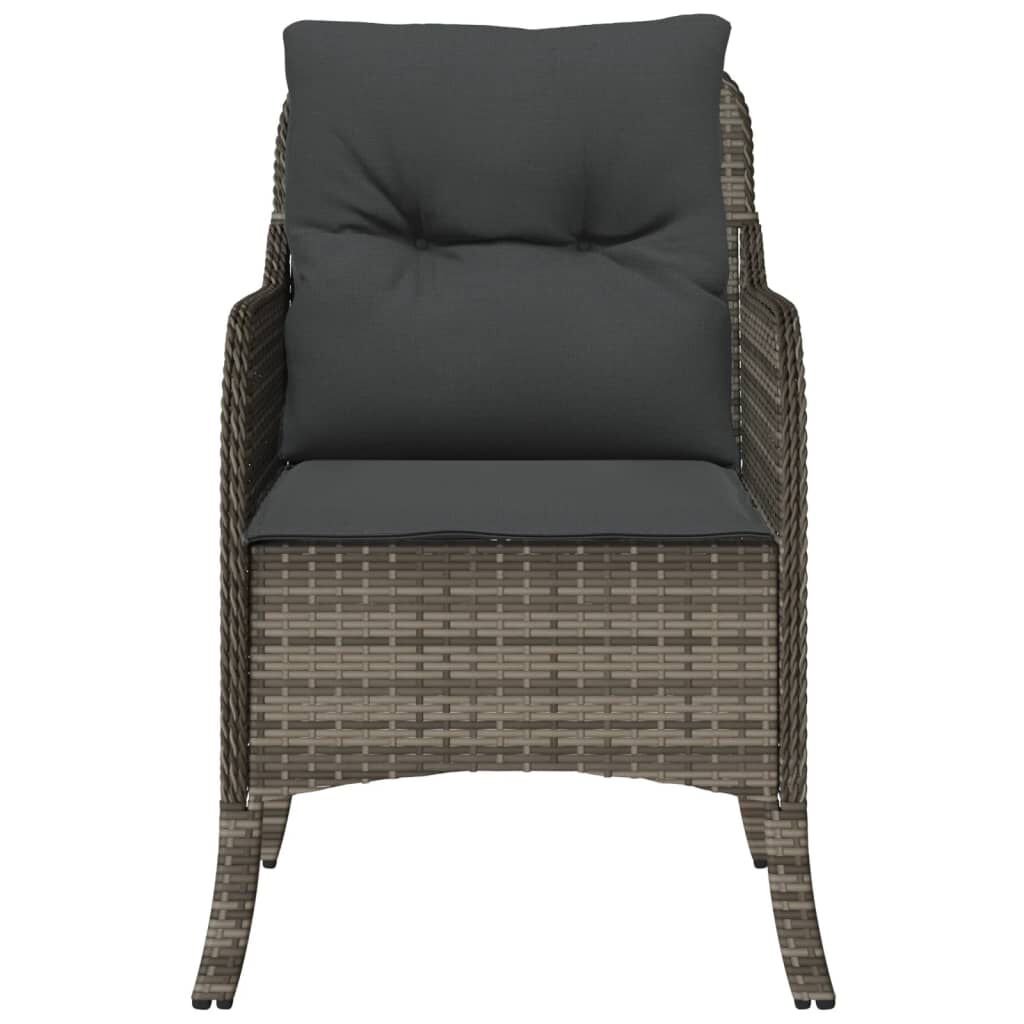 vidaXL Garden Chairs with Cushions 2 pcs Grey Poly Rattan