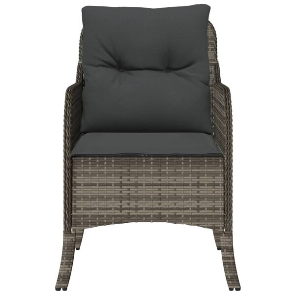 vidaXL Garden Chairs with Cushions 2 pcs Grey Poly Rattan