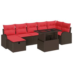 vidaXL Garden Sofa Set with Cushion 8 pcs Brown Poly rattan