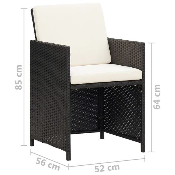 vidaXL Garden Chairs 4 pcs Poly Rattan Black