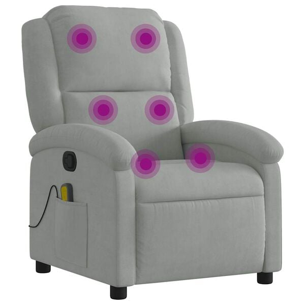 vidaXL Massage Recliner Chair Light Grey Velvet