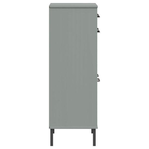 vidaXL Shoe Rack with Metal Legs Grey Solid Wood Pine OSLO