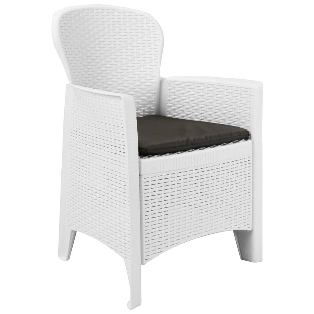 vidaXL 3 Piece Bistro Set Plastic White Rattan Look
