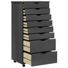 vidaXL Rolling Cabinet with Drawers MOSS Grey Solid Wood Pine