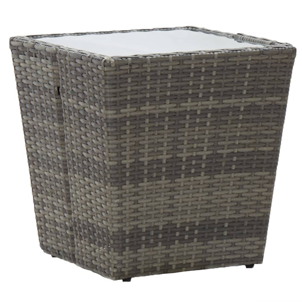 vidaXL 3 Piece Garden Bistro Set Poly Rattan and Glass Grey