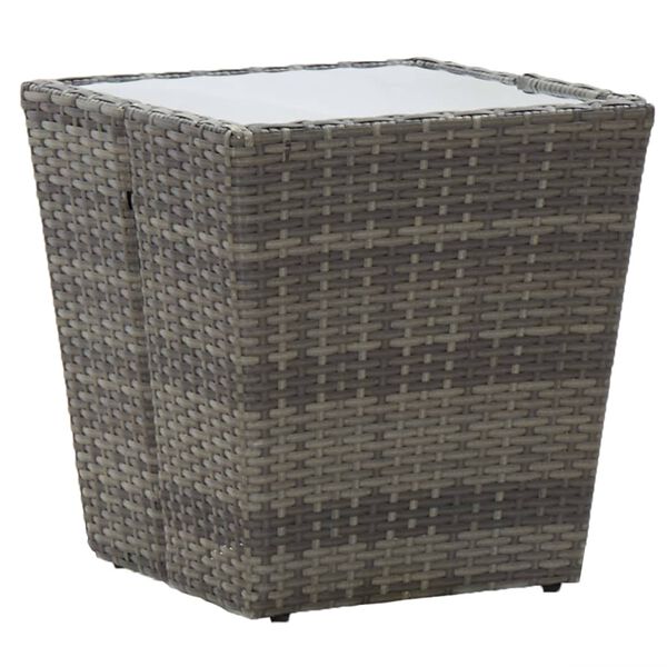 vidaXL 3 Piece Garden Bistro Set Poly Rattan and Glass Grey