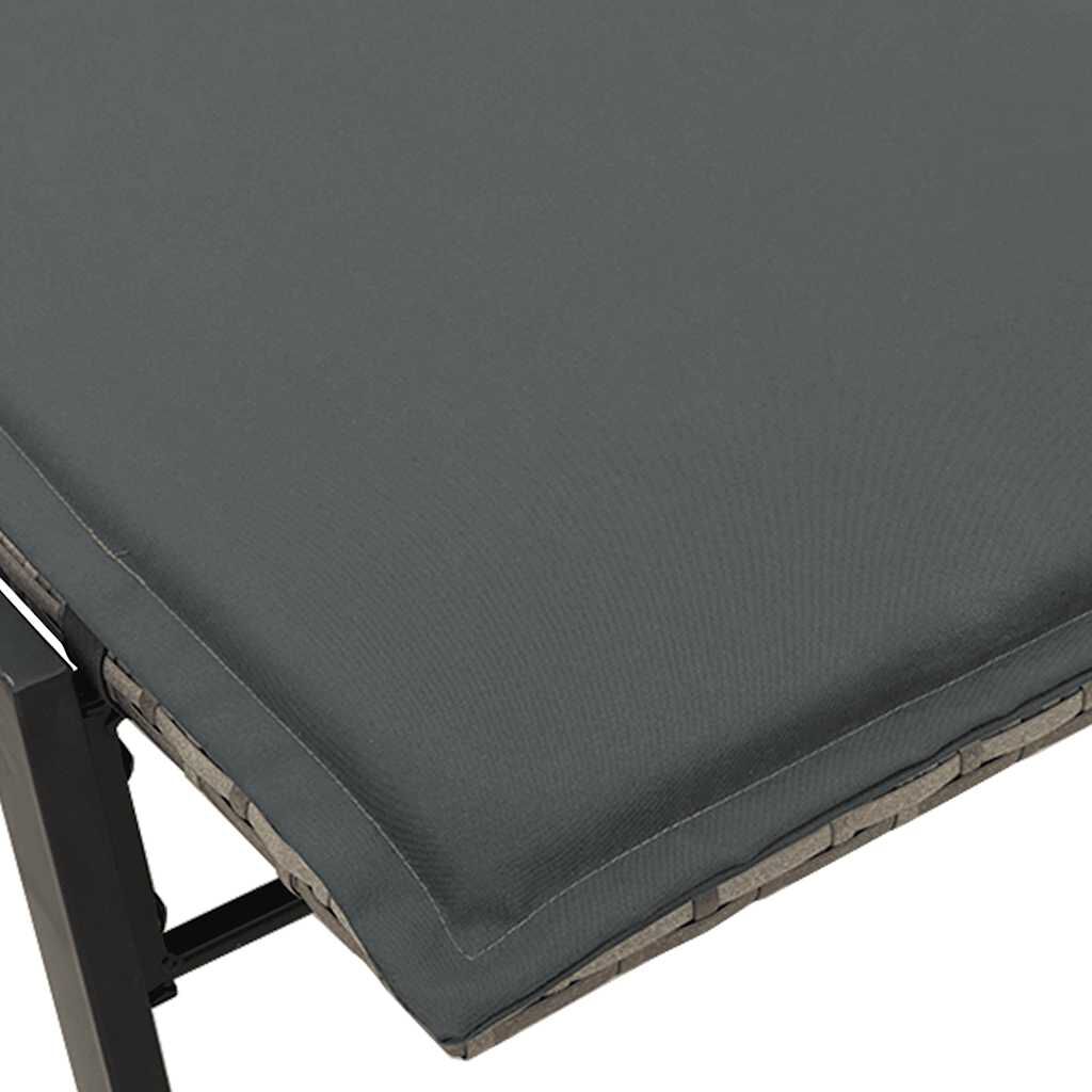 vidaXL Sun Lounger with Cushion Grey Poly Rattan