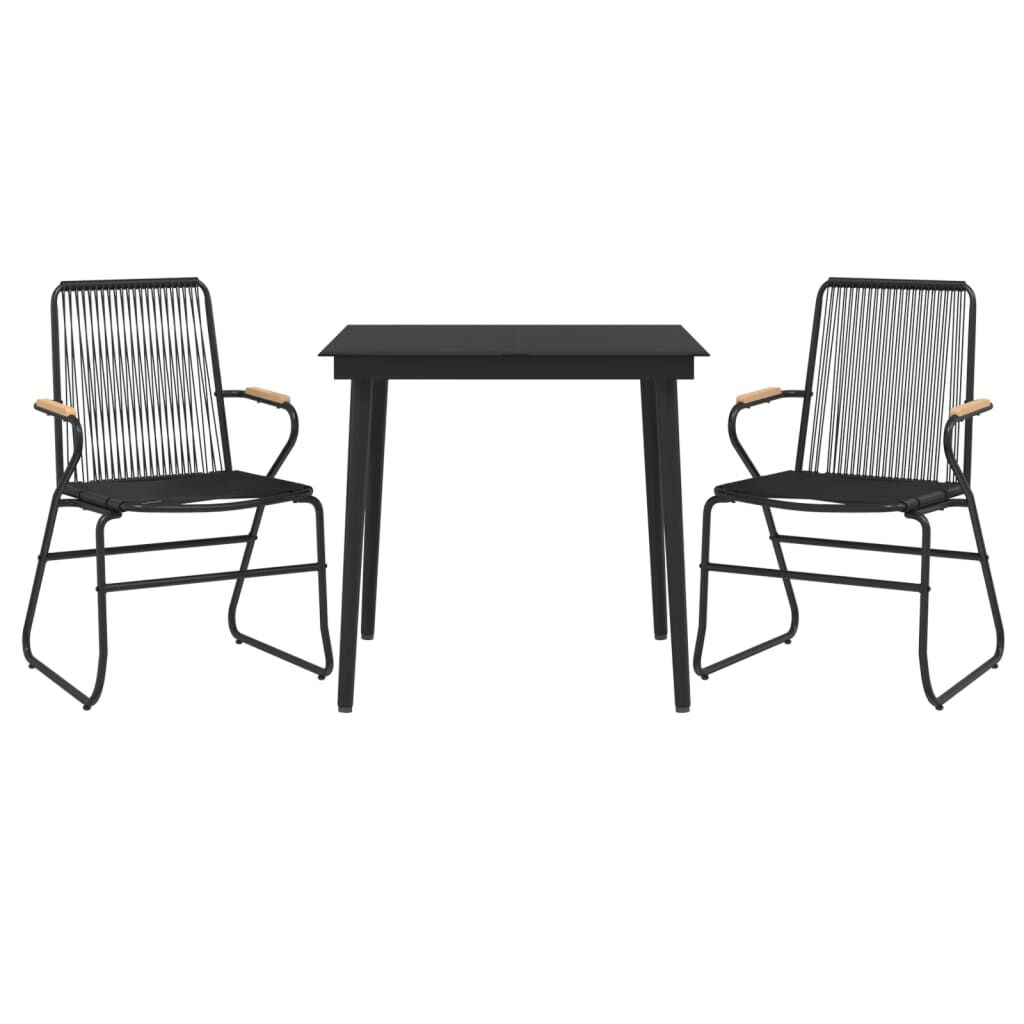vidaXL 3 Piece Garden Dining Set Black PVC Rattan
